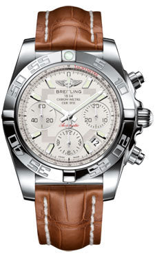 Breitling Chronomat 41 Steel Polished Bezel - Croco Strap - Deployant AB014012/G711-croco-gold-folding Men's Watch