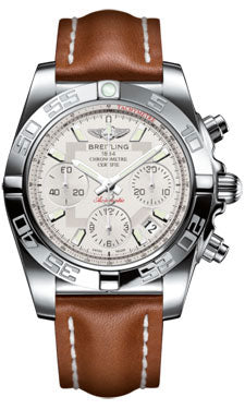 Breitling Chronomat 41 Steel Polished Bezel - Leather Strap - Tang AB014012/G711-leather-gold-tang Men's Watch