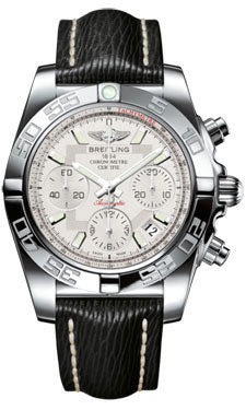 Breitling Chronomat 41 Steel Polished Bezel - Sahara Leather Strap AB014012/G711-sahara-black-tang Men's Watch