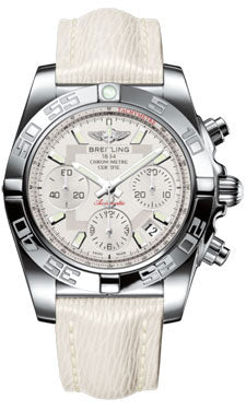 Breitling Chronomat 41 Steel Polished Bezel - Sahara Leather Strap AB014012/G711-sahara-white-tang Men's Watch