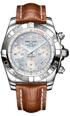 Breitling Chronomat 41 Steel Polished Bezel - Croco Strap - Deployant AB014012/G712-croco-gold-folding Men's Watch