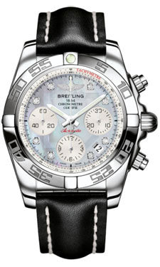 Breitling Chronomat 41 Steel Polished Bezel - Leather Strap - Tang AB014012/G712-leather-black-tang Men's Watch