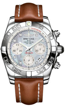 Breitling Chronomat 41 Steel Polished Bezel - Leather Strap - Tang AB014012/G712-leather-gold-tang Men's Watch