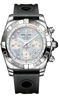 Breitling Chronomat 41 Steel Polished Bezel - Ocean Racer Strap AB014012/G712-ocean-racer-black-folding Men's Watch