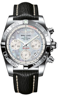 Breitling Chronomat 41 Steel Polished Bezel - Sahara Leather Strap AB014012/G712-sahara-black-tang Men's Watch