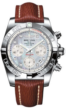 Breitling Chronomat 41 Steel Polished Bezel - Sahara Leather Strap AB014012/G712-sahara-brown-tang Men's Watch