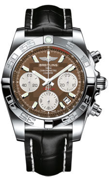 Breitling Chronomat 41 Steel Polished Bezel - Croco Strap - Deployant AB014012/Q583-croco-black-folding Men's Watch