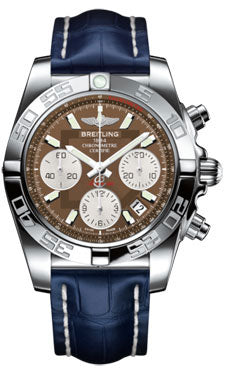 Breitling Chronomat 41 Steel Polished Bezel - Croco Strap - Deployant AB014012/Q583-croco-blue-folding Men's Watch