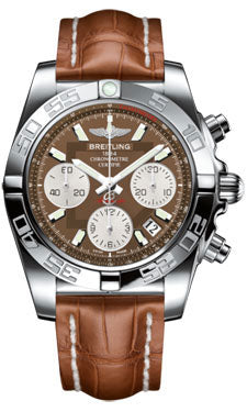 Breitling Chronomat 41 Steel Polished Bezel - Croco Strap - Deployant AB014012/Q583-croco-gold-folding Men's Watch