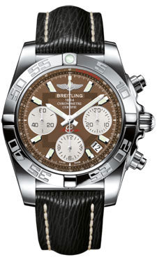 Breitling Chronomat 41 Steel Polished Bezel - Sahara Leather Strap AB014012/Q583-sahara-black-tang Men's Watch