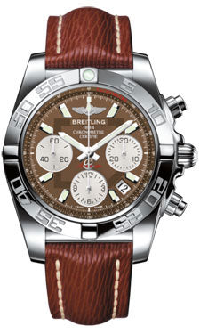 Breitling Chronomat 41 Steel Polished Bezel - Sahara Leather Strap AB014012/Q583-sahara-brown-tang Men's Watch