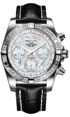 Breitling Chronomat 41 Steel Diamond Bezel - Croco Strap - Deployant AB0140AA/A746-croco-black-deployant Men's Watch