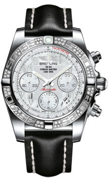 Breitling Chronomat 41 Steel Diamond Bezel - Leather Strap - Tang AB0140AA/A746-leather-black-tang Men's Watch