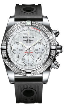 Breitling Chronomat 41 Steel Diamond Bezel - Ocean Racer Strap AB0140AA/A746-ocean-racer-black-deployant Men's Watch