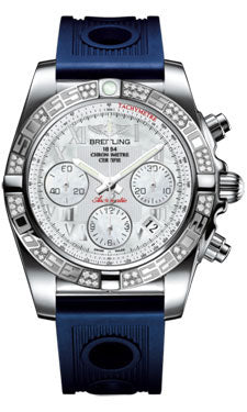 Breitling Chronomat 41 Steel Diamond Bezel - Ocean Racer Strap AB0140AA/A746-ocean-racer-blue-deployant Men's Watch