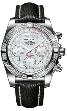 Breitling Chronomat 41 Steel Diamond Bezel - Sahara Leather Strap AB0140AA/A746-sahara-black-tang Men's Watch