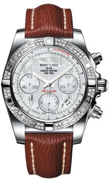 Breitling Chronomat 41 Steel Diamond Bezel - Sahara Leather Strap AB0140AA/A746-sahara-brown-tang Men's Watch