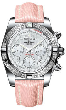 Breitling Chronomat 41 Steel Diamond Bezel - Sahara Leather Strap AB0140AA/A746-sahara-rose-tang Men's Watch