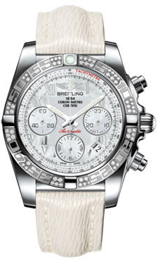 Breitling Chronomat 41 Steel Diamond Bezel - Sahara Leather Strap AB0140AA/A746-sahara-white-tang Men's Watch