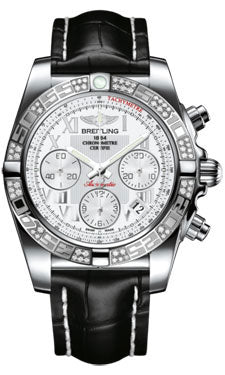 Breitling Chronomat 41 Steel Diamond Bezel - Croco Strap - Deployant AB0140AA/A747-croco-black-deployant Men's Watch