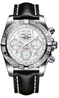 Breitling Chronomat 41 Steel Diamond Bezel - Leather Strap - Tang AB0140AA/A747-leather-black-tang Men's Watch