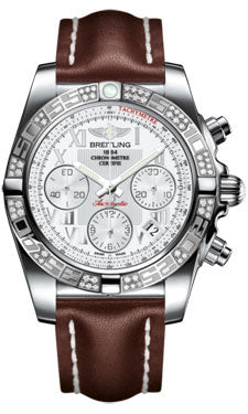 Breitling Chronomat 41 Steel Diamond Bezel - Leather Strap - Tang AB0140AA/A747-leather-brown-tang Men's Watch