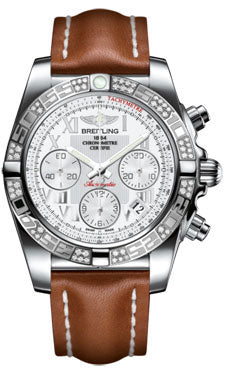 Breitling Chronomat 41 Steel Diamond Bezel - Leather Strap - Tang AB0140AA/A747-leather-gold-tang Men's Watch