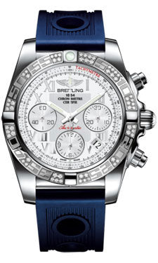 Breitling Chronomat 41 Steel Diamond Bezel - Ocean Racer Strap AB0140AA/A747-ocean-racer-blue-deployant Men's Watch