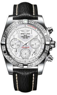 Breitling Chronomat 41 Steel Diamond Bezel - Sahara Leather Strap AB0140AA/A747-sahara-black-tang Men's Watch