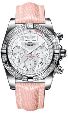 Breitling Chronomat 41 Steel Diamond Bezel - Sahara Leather Strap AB0140AA/A747-sahara-rose-tang Men's Watch