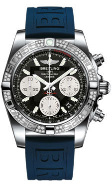 Breitling Chronomat 41 Steel Diamond Bezel - Diver Pro III Strap - Tang AB0140AA/BA52-diver-pro-iii-blue-tang Men's Watch