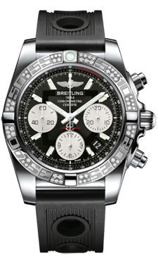 Breitling Chronomat 41 Steel Diamond Bezel - Ocean Racer Strap AB0140AA/BA52-ocean-racer-black-folding Men's Watch