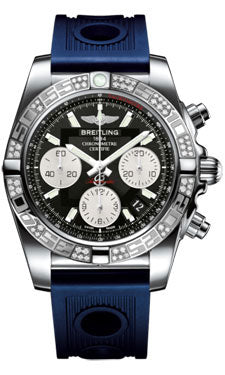 Breitling Chronomat 41 Steel Diamond Bezel - Ocean Racer Strap AB0140AA/BA52-ocean-racer-blue-folding Men's Watch