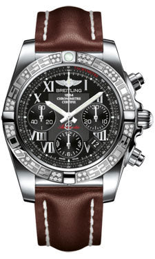 Breitling Chronomat 41 Steel Diamond Bezel - Leather Strap - Tang AB0140AA/BC04-leather-brown-tang Men's Watch