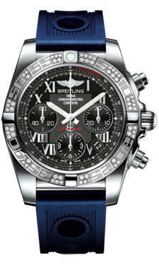 Breitling Chronomat 41 Steel Diamond Bezel - Ocean Racer Strap AB0140AA/BC04-ocean-racer-blue-deployant Men's Watch