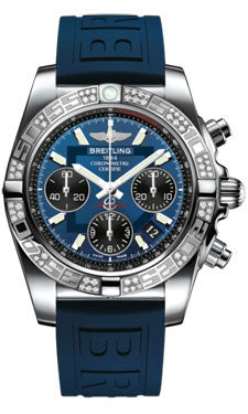 Breitling Chronomat 41 Steel Diamond Bezel - Diver Pro III Strap - Deployant AB0140AA/C830-diver-pro-iii-blue-deployant Men's Watch