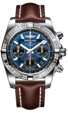 Breitling Chronomat 41 Steel Diamond Bezel - Leather Strap - Tang AB0140AA/C830-leather-brown-tang Men's Watch