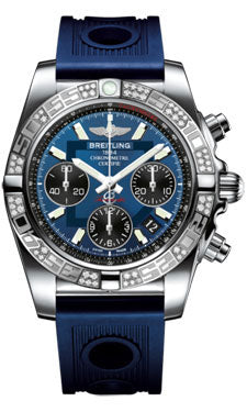 Breitling Chronomat 41 Steel Diamond Bezel - Ocean Racer Strap AB0140AA/C830-ocean-racer-blue-folding Men's Watch