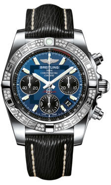 Breitling Chronomat 41 Steel Diamond Bezel - Sahara Leather Strap AB0140AA/C830-sahara-black-tang Men's Watch