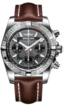 Breitling Chronomat 41 Steel Diamond Bezel - Leather Strap - Tang AB0140AA/F554-leather-brown-tang Men's Watch