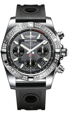 Breitling Chronomat 41 Steel Diamond Bezel - Ocean Racer Strap AB0140AA/F554-ocean-racer-black-folding Men's Watch