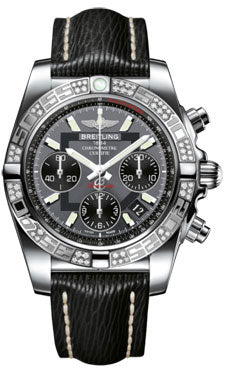 Breitling Chronomat 41 Steel Diamond Bezel - Sahara Leather Strap AB0140AA/F554-sahara-black-tang Men's Watch