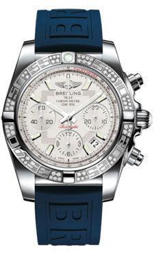 Breitling Chronomat 41 Steel Diamond Bezel - Diver Pro III Strap - Tang AB0140AA/G711-diver-pro-iii-blue-tang Men's Watch