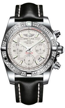 Breitling Chronomat 41 Steel Diamond Bezel - Leather Strap - Tang AB0140AA/G711-leather-black-tang Men's Watch