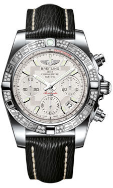 Breitling Chronomat 41 Steel Diamond Bezel - Sahara Leather Strap AB0140AA/G711-sahara-black-tang Men's Watch