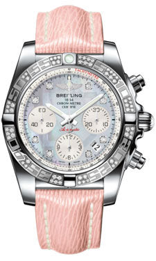 Breitling Chronomat 41 Steel Diamond Bezel - Sahara Leather Strap AB0140AA/G712-sahara-rose-tang Men's Watch