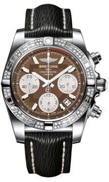 Breitling Chronomat 41 Steel Diamond Bezel - Sahara Leather Strap AB0140AA/Q583-sahara-black-tang Men's Watch