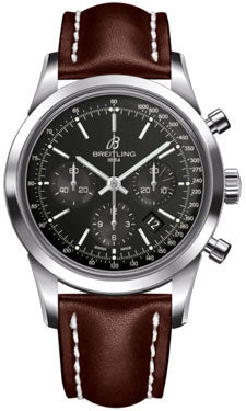 Breitling Transocean 01 Chronograph Stainless Steel AB015212/BA99 Leather Brown Deployant Mens Watch