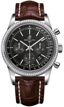 Breitling Transocean Chronograph Stainless Steel AB015253/BA99 Croco Brown Deployant Mens Watch