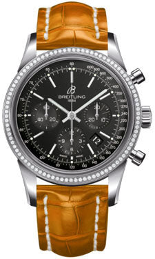 Breitling Transocean Chronograph Stainless Steel AB015253/BA99 Croco Camel Deployant Mens Watch